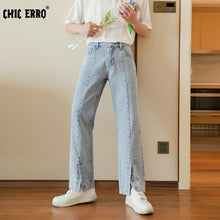 Load image into Gallery viewer, Sicilian Men&#39;s 2021 New Loose Straight Jeans Men&#39;s Summer Thin Youth Slit Flared Pants
