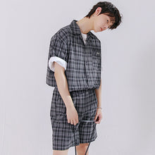 Load image into Gallery viewer, Sicilian men&#39;s 2021 new plaid shirt men&#39;s summer short-sleeved loose straight shorts casual men&#39;s suit
