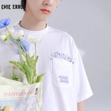 Load image into Gallery viewer, Sicilian men&#39;s men&#39;s t-shirt short-sleeved 2021 new flower embroidery round neck loose ins tide brand T-shirt
