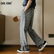 Load image into Gallery viewer, Sicilian Men&#39;s Slit Straight Casual Pants Men&#39;s Summer Youth Trend Boys All-match Loose Plaid Pants
