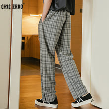 Load image into Gallery viewer, Sicilian Men&#39;s Slit Straight Casual Pants Men&#39;s Summer Youth Trend Boys All-match Loose Plaid Pants
