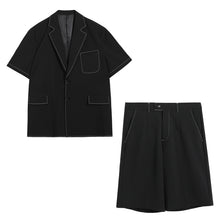 Load image into Gallery viewer, Sicilian men&#39;s open-line suits men&#39;s short-sleeved thin summer loose casual suit shorts two-piece suit
