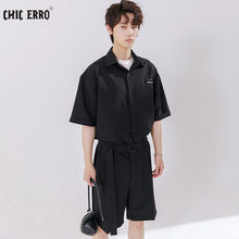 Load image into Gallery viewer, Sicilian men&#39;s 2021 new short-sleeved shirt summer design sense niche youth loose thin jumpsuit
