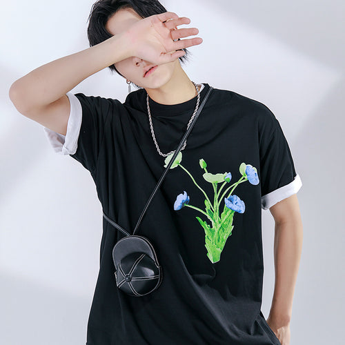 Sicilian men's 2021 new summer printing short-sleeved t-shirt male youth wild loose thin t-shirt