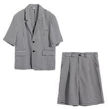 Load image into Gallery viewer, Sicilian men&#39;s handsome suit suit thin short-sleeved Korean handsome plaid casual suit shorts two-piece suit
