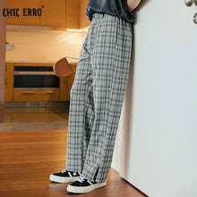 Load image into Gallery viewer, Sicilian Men&#39;s Slit Straight Casual Pants Men&#39;s Summer Youth Trend Boys All-match Loose Plaid Pants
